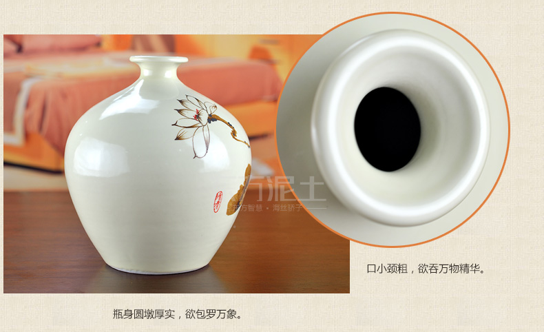 Oriental soil of new Chinese style ceramic vase furnishing articles furnishing articles TV ark, three - piece suit the sitting room porch partition lotus bottle