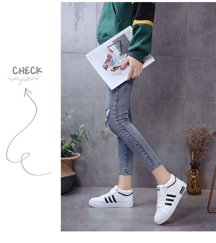 Trợ giúp cao cộng với giày nhung trắng nữ mùa đông 2018 phiên bản mới của Hàn Quốc giày sneaker nữ 2021