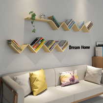  Punch-free wall shelf V-shaped solid wood creative bookshelf living room bedroom storage modern simple wall decoration