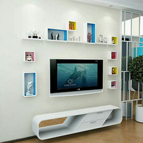  Wall shelf Wall-mounted living room bedroom TV background wall partition Film and television wall decorative wall cabinet creative grid
