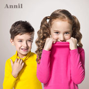 cô gái váy Annai dành cho trẻ em rơi xuống đáy áo bông cao neckboy dài tay áo thun váy mùa đông màu tinh khiết với một chiếc áo khoác ấm áp.
