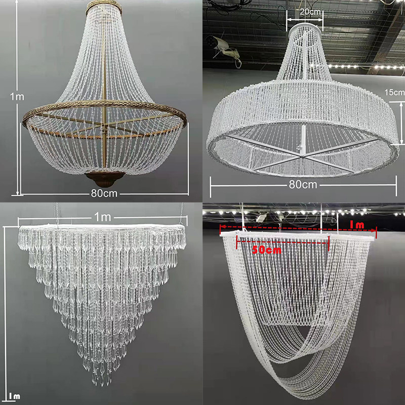 New Products Acrylic Crystal Beads Curtain Chandeliers Wedding hotel Banquet Hall Hall Suspended Ceiling Arched bead Pendant Stage Arrangement