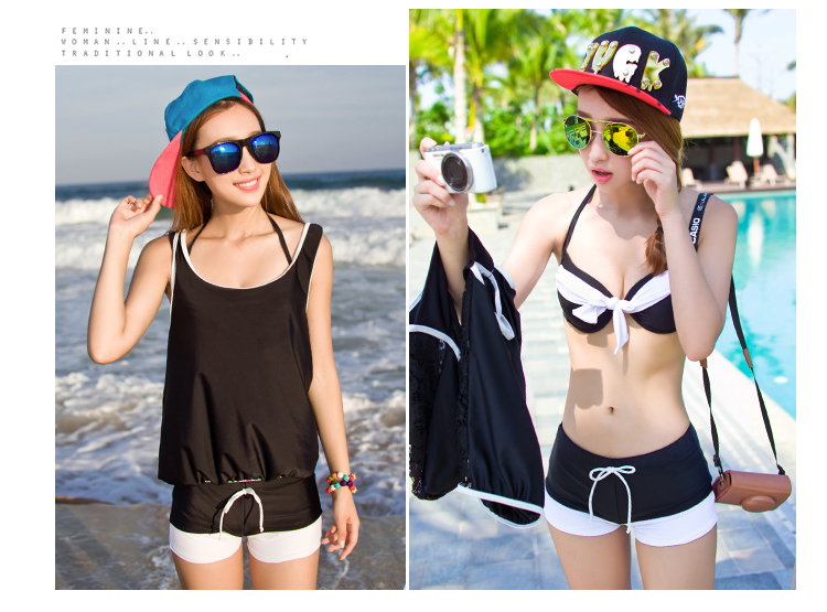 Thời trang mới phiên bản Hàn Quốc của quần boxer thể thao bảo thủ che bụng thon gọn đồ bơi nữ size lớn 	áo tắm 2 mảnh cho bé gái	