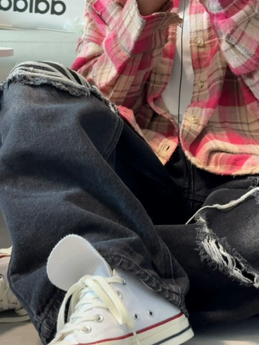 Американская ретро красивая клетчатая рубашка высокого класса в стиле хип-хоп с длинными рукавами