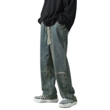 Tide, демисезонные трендовые прямые свободные джинсы, ретро флисовые штаны в стиле хип-хоп, в корейском стиле