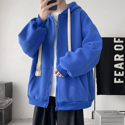 Цветная демисезонная толстовка с капюшоном, трендовая брендовая куртка, свободный крой, на шнурках