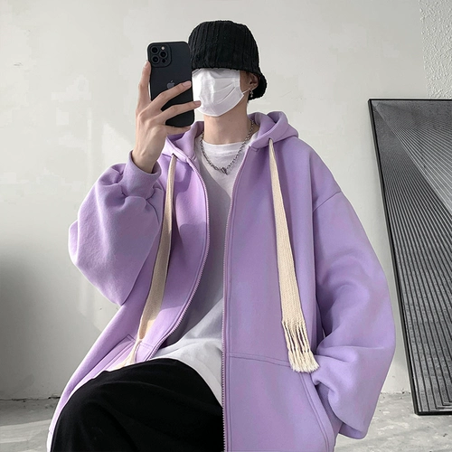 Цветная демисезонная толстовка с капюшоном, трендовая брендовая куртка, свободный крой, на шнурках