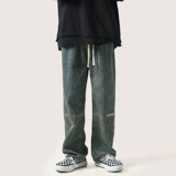 Tide, демисезонные трендовые прямые свободные джинсы, ретро флисовые штаны в стиле хип-хоп, в корейском стиле