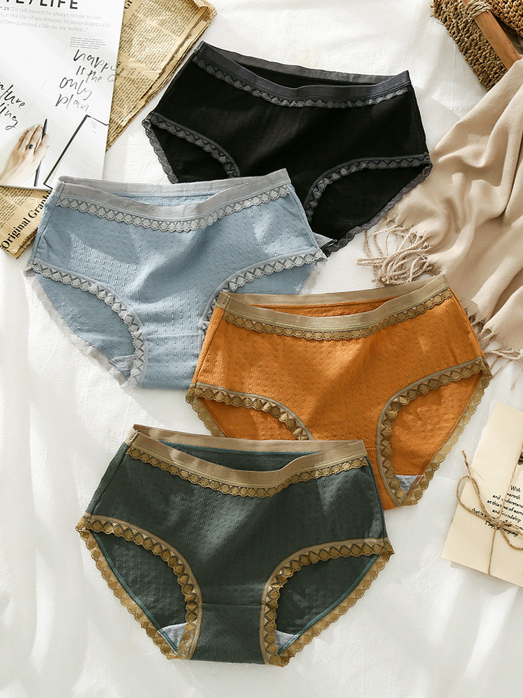 Day Tie Pants Woman Pure Cotton Antibacterial Mid Waist Sexy Breathable Full Cotton Crotch Cast-free Movement Less Lady Triangle Pants