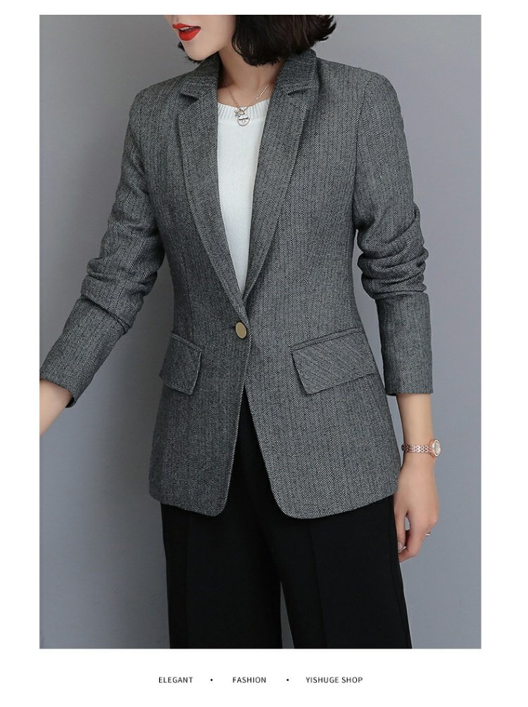 Mùa xuân 2018 và mùa thu mới retro phù hợp với len áo khoác len thời trang chuyên nghiệp quần áo nữ đẹp