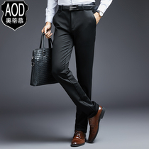 Summer new pants mens casual pants straight mens pants trend Joker pants high-end business elastic black trousers