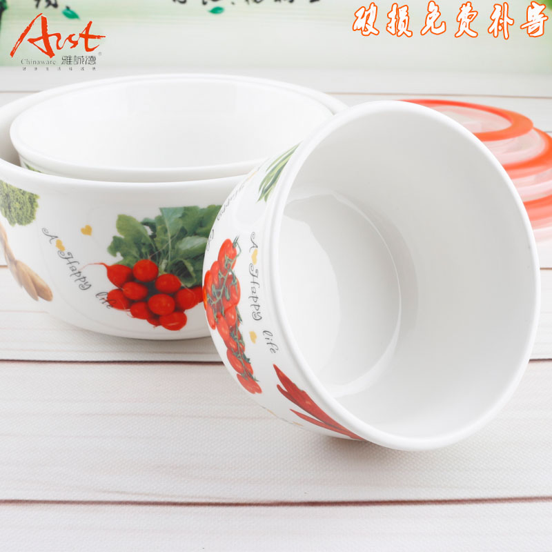Ya cheng DE 3 PCS taste fresh scent of fresh bowl ceramics tureen three - piece preservation zone tureen lunch box seal belt