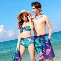 Cặp đôi đồ bơi phù hợp với bikini ba mảnh áo tắm nữ bảo thủ che bụng đi biển mùa xuân nóng bỏng áo tắm - Vài đồ bơi 	đồ đôi gia đình đi biển