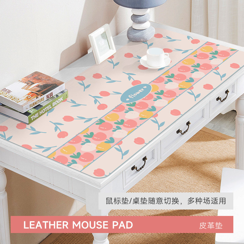 Tulip mouse pad laptop keyboard waterproof leather tablepad girls super size optional children student learning to write tabletop household desktop customization in small fresh
