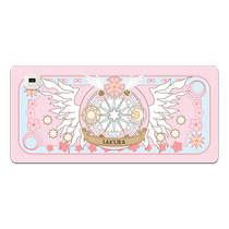 Magical Girl Sakura Heated Mouse Pad Extra Large Heating Warming Desk Pad Office Mat Desktop Computer Keyboard Electric Hot Plate Hand Warming Desk Pad