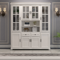 American bookcase Solid wood bookcase bookcase combination Simple modern living room storage display cabinet White door household
