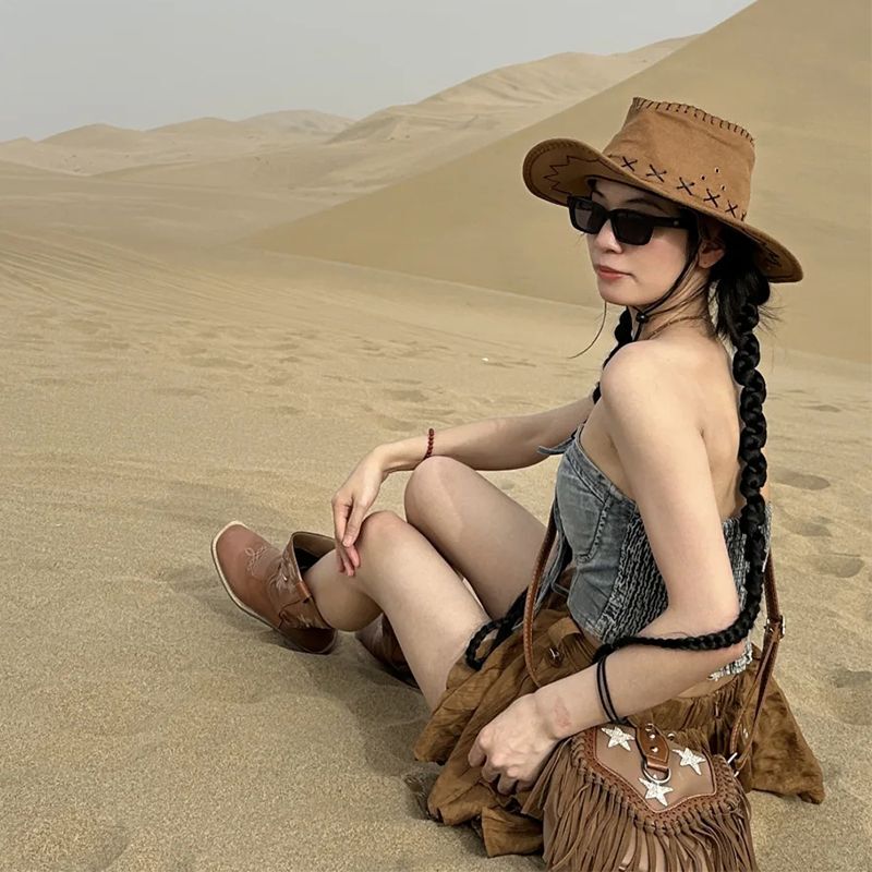 Northwestern American Retro Western Cowboy Hat for Photo Shoots, Travel in Sichuan, Horseback Riding, Dunhuang Desert Hiking