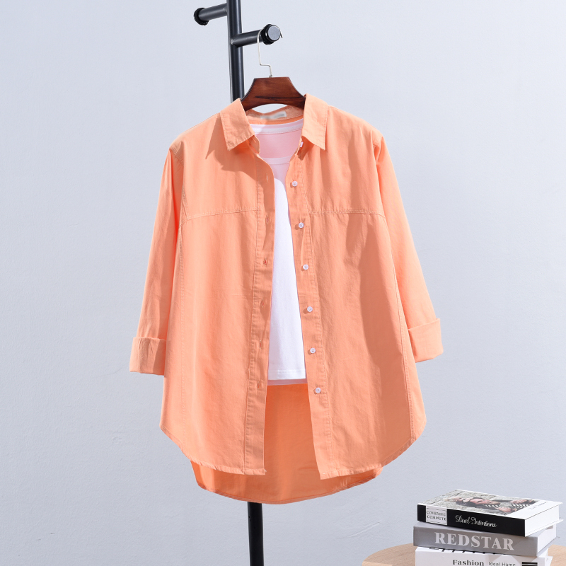 Pure Cotton Shirt for Women, Patchwork Autumn 2024 New Style, Korean Version, Loose Long-Sleeve Layered Hong Kong Style Jacket with Unique Design