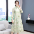 Mùa hè váy được cải thiện sườn xám váy thầu dầu nghệ thuật retro phong cách quốc gia Trung Quốc Zen vải trà tấm khóa vải bông quần áo phụ nữ 
