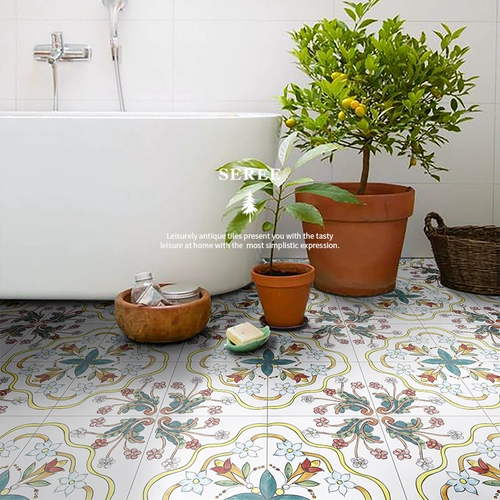 Северная ретро -плитка туалетная кухня и ресторан цветочная пленка плитка гостиная балконная плитка плитка пола на пол 300x300