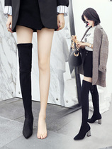 Over Knee Boots Woman Long Boots 2021 Autumn Winter New High Cylinder Boots Thick Heel Elastic Slim Boots High Heel Long Cylinder Boots Children