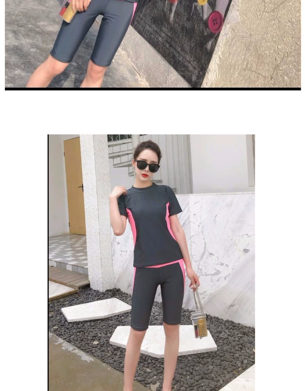 Áo tắm nữ xẻ góc phẳng che bụng bảo thủ mỏng 5 quần thể thao mẫu quần bơi cỡ lớn chất béo MM Hàn Quốc