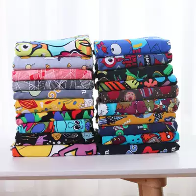 Pure cotton spring and autumn thin clothes cloth environmental protection printing fabric elastic small Terry cartoon pattern knitted clothes cloth