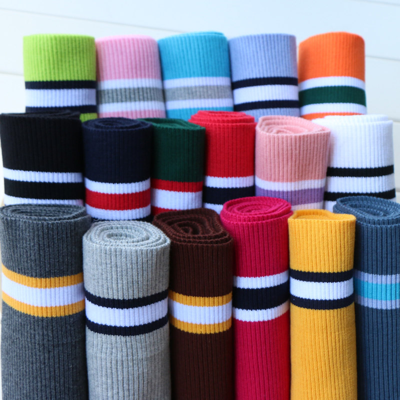 Pure Cotton Color Weave Striped Thread Fabric Elastic Cuffs Neckline Bottom Swing Autumn Winter Jacket Baseball School Uniform Accessories Accessories