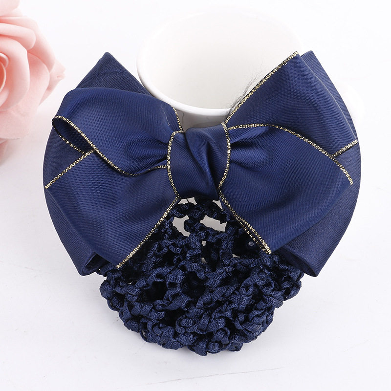 Korean headwear wild hair accessories nurse professional head flower bow hair net bank staff hair clip stewardess hair net pocket