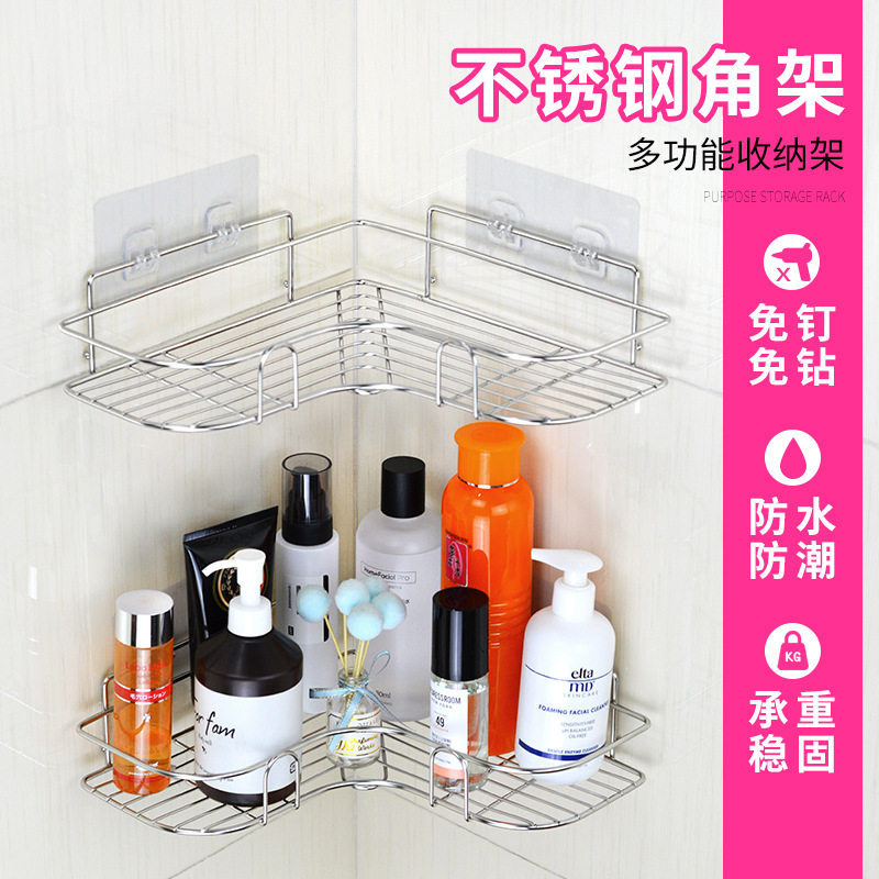 New stainless steel bathroom shelve Shelve Single Layer Corner Rack Kitchen Bedroom Containing Finishing Rack Tripod