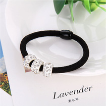 Child leather gluten high bounce cord plus coarse and durable Korean crystal water drill hair ornaments Jane around hair band head rope Zhair