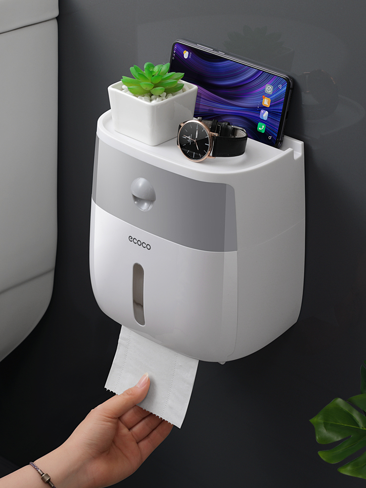 Powder room tissue box Toilet toilet paper shelf Toilet paper box Non-perforated waterproof roll toilet paper tube Creative toilet paper box