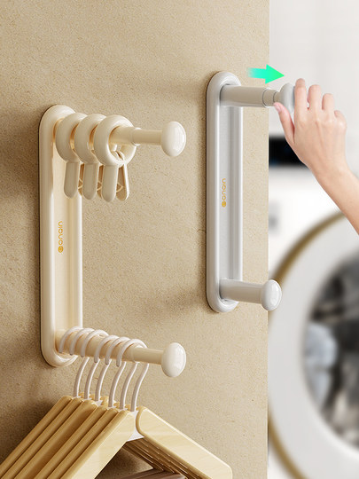 Clothes Hanger Storage Magic Tool, No-Drill Household Wall-Mounted Retractable Storage Rack, Wall-Mounted Clothes Hanger Storage Shelf