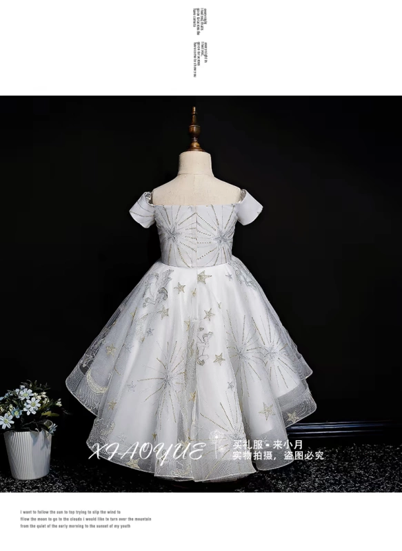 Cô gái nhỏ ăn mặc váy cưới từ nữ vai lớn trẻ em trẻ em buổi tối catwalk sinh nhật piano chủ trang phục quan ao tre em