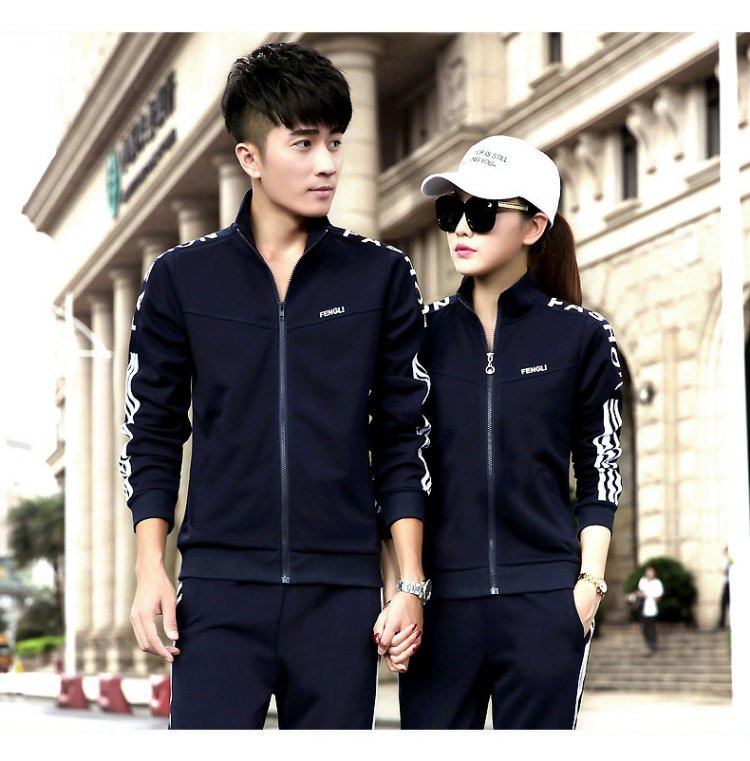 Bộ đồ thể thao nam xuân hè 2018 phù hợp với áo dài tay nam thể thao đứng cổ áo kích thước lớn nữ thể thao cotton hai mảnh bộ quần áo adidas nữ