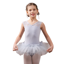 Berhouse Children Ballet Dancer Dress With Skirt Toddler Enlightenment V Collar Fluffy Skirt Short Sleeve Acting Out 122244004