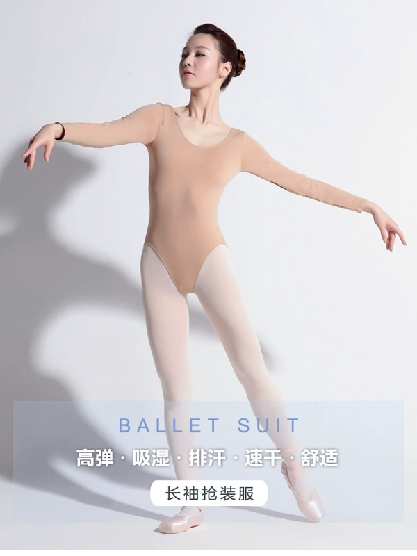 Bộ áo liền quần dài tay của Kashiwawu Ballet dành cho người lớn biểu diễn khiêu vũ Quần áo chống lộ màu da vô hình 116141067