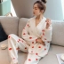 Quần áo giam giữ mùa xuân và mùa thu cotton tinh khiết sau sinh thấm mồ hôi mùa thu và mùa đông dày lên cho bà bầu cho con bú quần áo phụ nữ mang thai đồ ngủ tại nhà phù hợp với dịch vụ - Giải trí mặc / Mum mặc