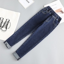 Girl Jeans Spring Autumn 2022 New Spring Money Big Child Elastic Children Pants Small Leggings Pants Spring Ocean Qi