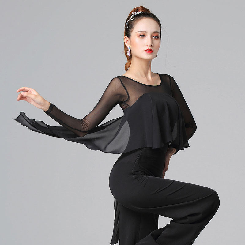 Danbaoluo's new female swallowtail modern dance long-sleeved jumpsuit modern dance suit Latin dance suit jacket practice suit