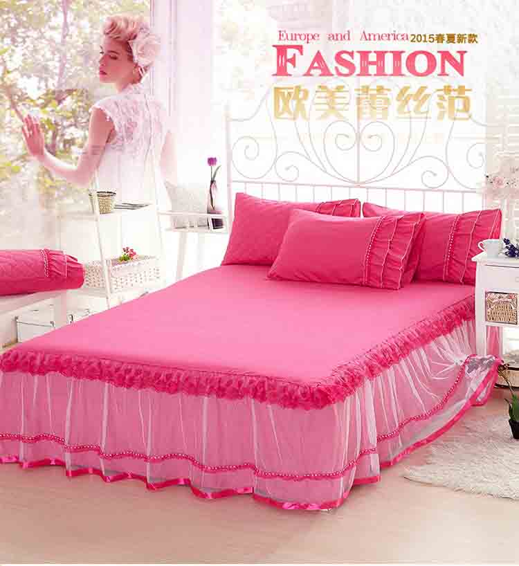 梓 萌 Hàn Quốc giường ren váy giường bao gồm giường đặt mảnh duy nhất công chúa màu rắn giường bao gồm giường nệm bìa 1.8 1,5 m