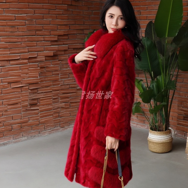 [Red Mink Fur 2026 New Style] Mink Fur Coat High-End Versatile Age-Reducing Mid-Length Haining Fur Jacket