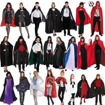 Adult Vampire Costume Capes Hooded Robes Black Red Deluxe Ha