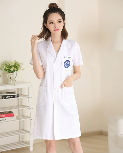 Белый халат, униформа врача, летняя униформа медсестры для работы, короткий рукав, для салонов красоты