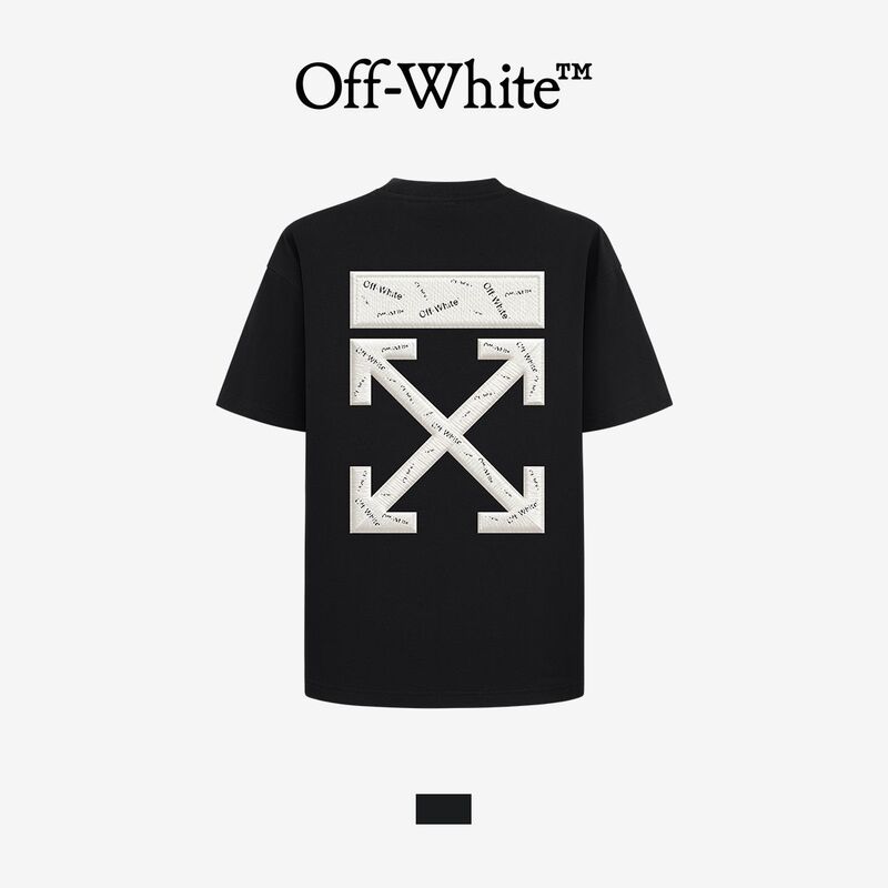 [Official Authentic Product] Off-White Short-Sleeved T-Shirt for Men and Women, Couple's Letter and Arrow Print Loose Cotton Top