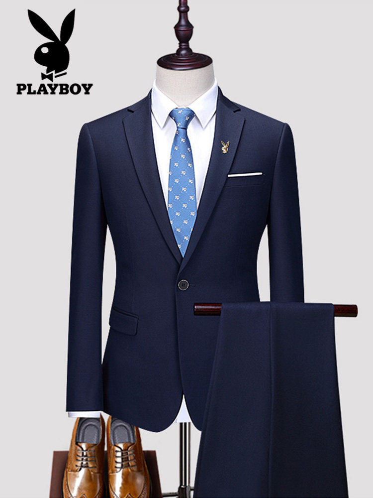 Playboy suit suit male Korean version business professional suit Casual large size groom best man formal wedding dress