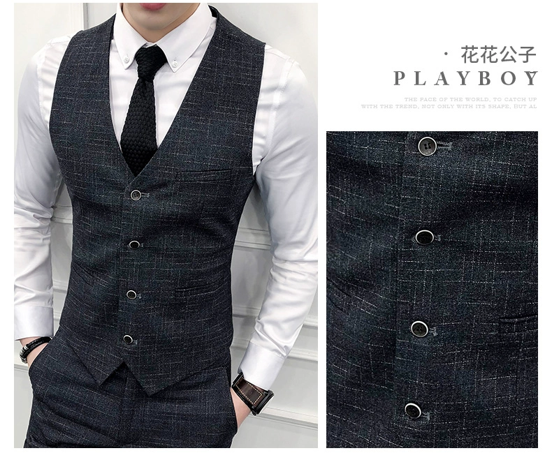 Bộ đồ vest Playboy phù hợp với chú rể áo vest dạ nam