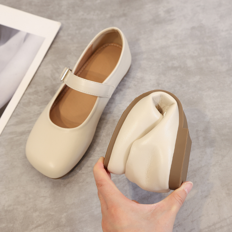 Sheepskin Version ~ Mary Jane Women's Shoes 2026 New Summer Flat Large Size 41 Loafers 43 Soft-Soled Small Leather Shoes