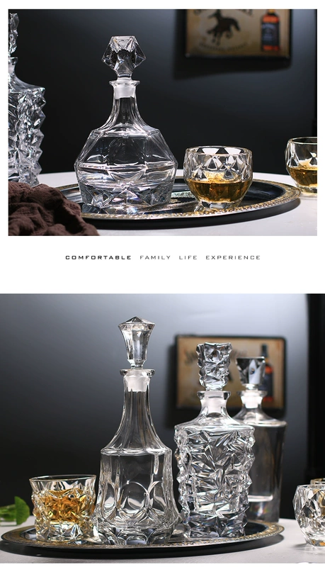 Nhà kính pha lê theo phong cách châu Âu có nắp rượu vang đỏ decanter chai rượu whisky chai sáng tạo bình đựng rượu - Rượu vang