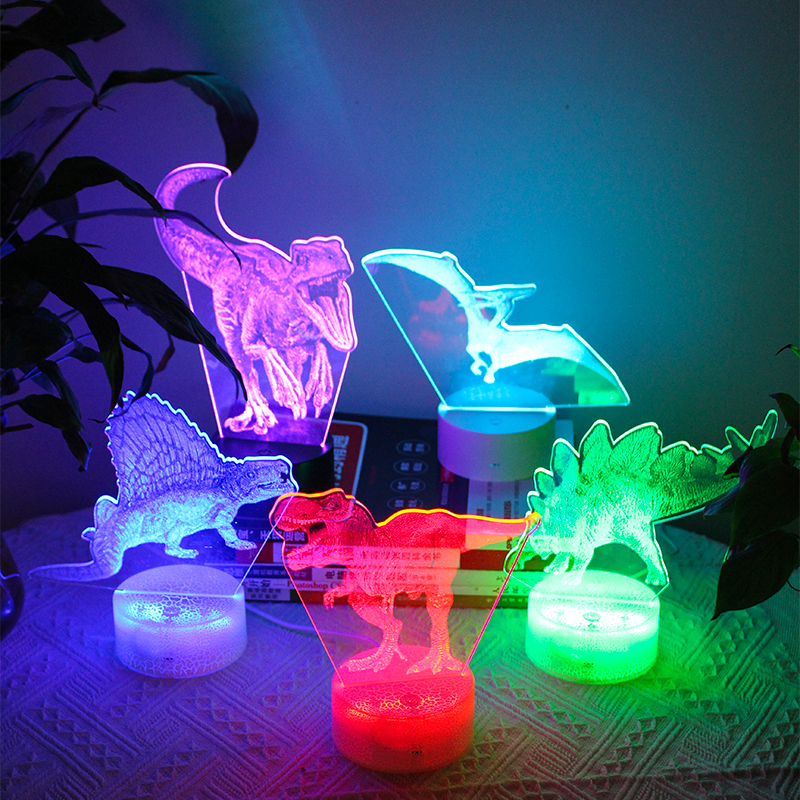 3D Stereo Dinosaur Night Light Tyrannosaurus Rex Toy Kidsren's Bedroom Creative Decoration Bedside Table Lamp Holiday Gift